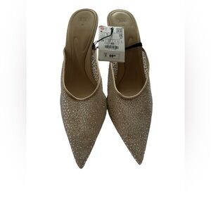 Zara Women's Glittering Cream Heels